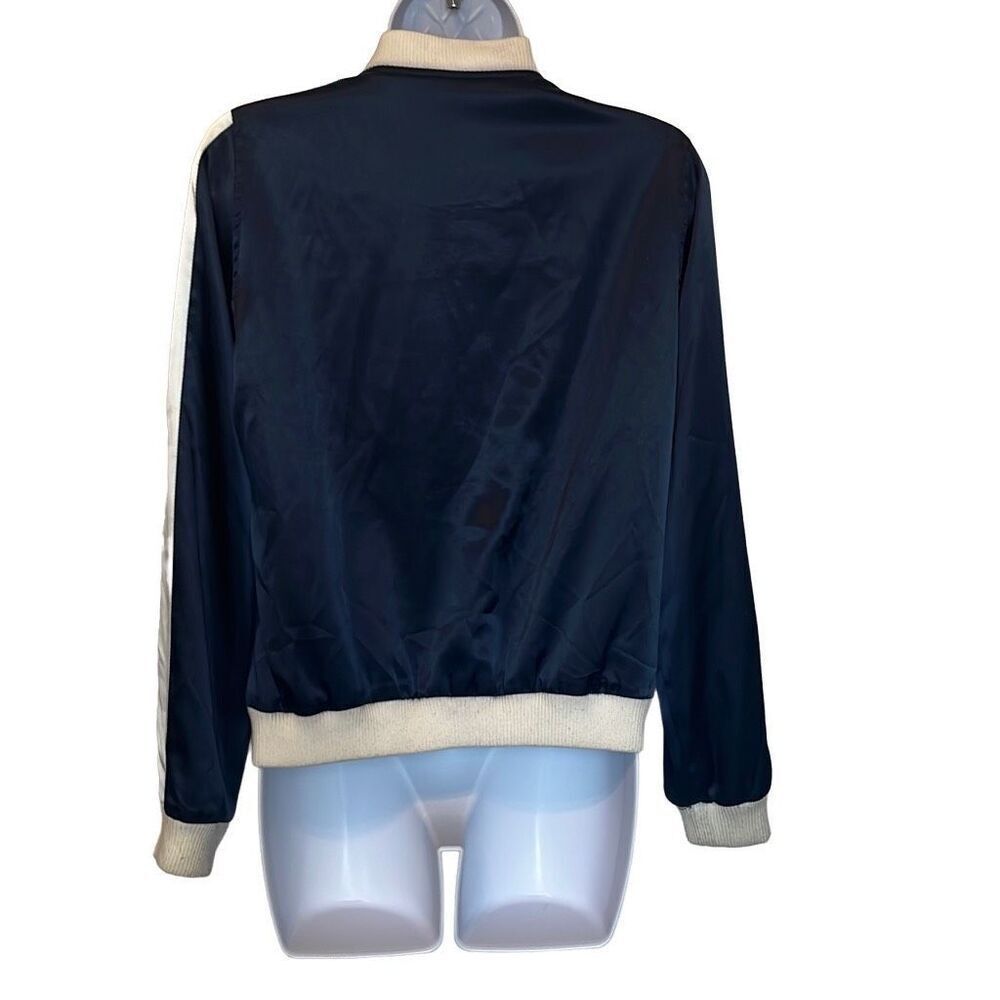 Juicy Couture Y2K Vintage Navy White Cactus‎ Applique Satin Bomber Jacket Small - Picture 2 of 10